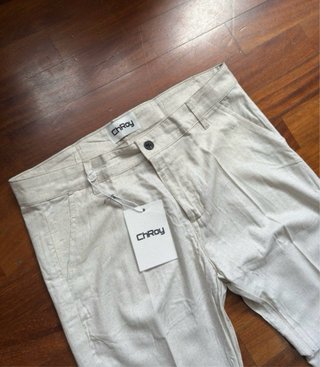 Set 2 pantaloni lino TG M - Beige e Verde UOMO