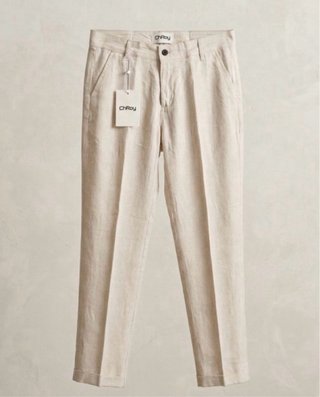 Set 2 pantaloni lino TG M - Beige e Verde UOMO