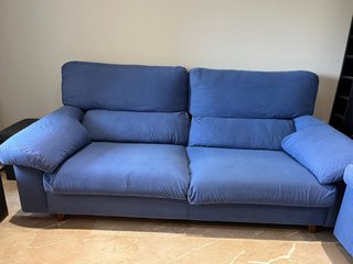 Sofá 3 plazas azul tela