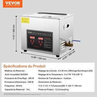 Limpiador Ultrasónico con Temporizador Digital y Calentador, Limpiador Ultrasónico Profesional para Joyería, Máquina de Limpieza Calentada de Acero Inoxidable para Gafas, Relojes, Anillos, Pequeña...
