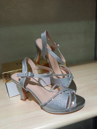 Sandali gioiello tacco argento tg 36