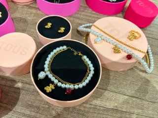 Conjunto Tous Oso Perlas y Piedra Roja