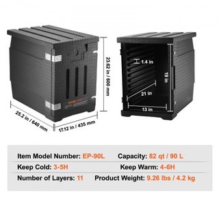 Transportador de Comida Aislado, Caja Térmica de 82 Qt para Catering, Transportador de Comida de LLDPE con Doble Hebilla, Calentador de Comida de Carga Frontal para Restaurante, Comedor, etc.
