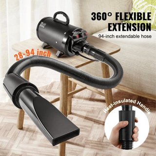 Secador de Perros, Secador de Perro de 2000W/2.7HP, Secador de Aseo para Mascotas con Velocidad y Control de Temperatura Ajustables, Secador de Pelo para Mascotas con 4 Boquillas y Manguera Extens...