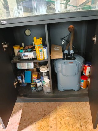 Acuario con mesa y filtro externo SERA