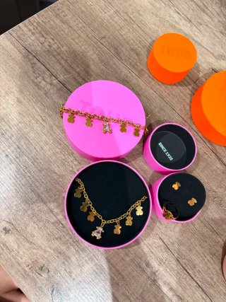 Conjunto Tous Oso Dorado y Rosa