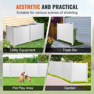 Pantallas de Privacidad para Exteriores, Valla para Aire Acondicionado de 50" W x 50" H, Enclosure para Equipos de Piscina, Valla de Privacidad de Vinilo Horizontal, Perfecta para Encerrar Cubos d...