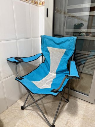 Silla Playa Plegable Azul y Blanca