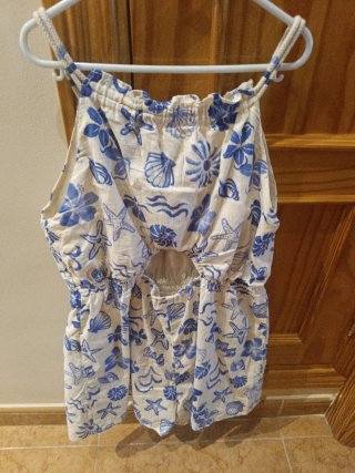 Mono verano niña estampado floral y marino