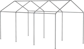 Toldo De Jardín De Altura Ajustable De Acero Y PE Para Autos Pequeños Y Medianos Con Estacas Y Cuerdas Incluidas, 600X295X265-310 Cm, Beige