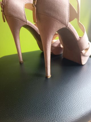 Sandalias tacón plataforma beige/rosa