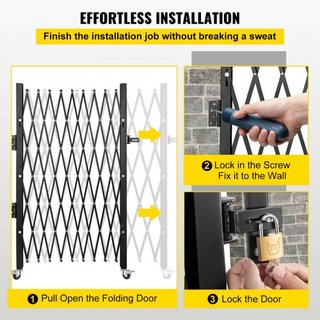 Puerta de Seguridad Plegable Individual, Puerta Plegable de 131.00 x 187.96 cm, Puerta de Seguridad de Acero en Acordeón, Puerta de Seguridad Expandible Flexible, Puerta de Barricada Rodante de 36...