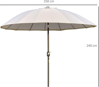 Outsunny Sombrilla De Jardín 2.5X2.5 M Inclinable Con Manivela, Sombrilla De Exterior Con 18 Varillas De Metal Y Poliéster 160G/㎡, Para Patio, Terraza Y Balcón, UV30+