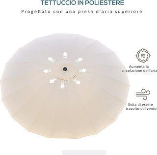 Outsunny Sombrilla De Jardín 2.5X2.5 M Inclinable Con Manivela, Sombrilla De Exterior Con 18 Varillas De Metal Y Poliéster 160G/㎡, Para Patio, Terraza Y Balcón, UV30+