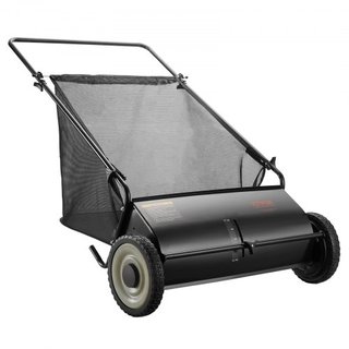 Barredora de Césped Manual, Recogedor de Hojas y Césped de 26 pulgadas, Ruedas de Goma Resistentes y Acero Reforzado, Duradera con Gran Capacidad de 7 pies cúbicos, Bolsa de Recolección de Malla, ...