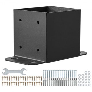 Base de Poste 152.4x152.4 4 Pcs, Tamaño Interno 142x142 Soportes de Base de Poste, Anclaje de Poste de Acero Revestido en Polvo Negro Mate para Soporte de Barandilla de Pabellón