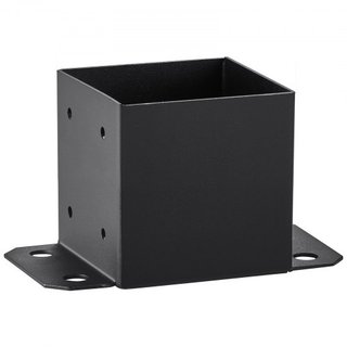 Base de Poste 152.4x152.4 4 Pcs, Tamaño Interno 142x142 Soportes de Base de Poste, Anclaje de Poste de Acero Revestido en Polvo Negro Mate para Soporte de Barandilla de Pabellón
