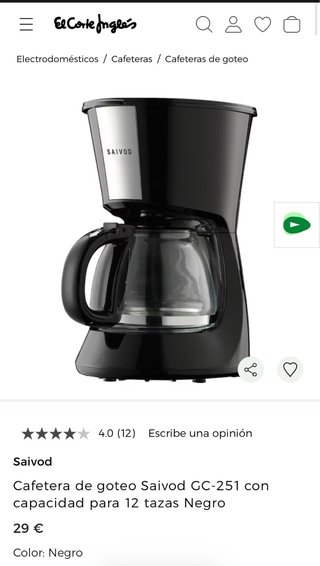 Cafetera Saivod Negra