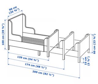 Cama infantil extensible blanca y colchón