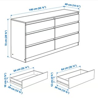 Cómoda 6 cajones madera blanca