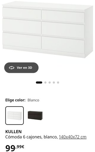 Cómoda 6 cajones madera blanca