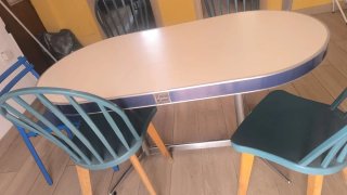Mesa Vegasa Vintage azul y blanca