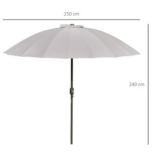 Outsunny Sombrilla De Jardín 2.5X2.5 M Inclinable Con Manivela, Sombrilla De Exterior Con 18 Varillas De Metal Y Poliéster 160G/㎡, Para Patio, Terraza Y Balcón, UV30+