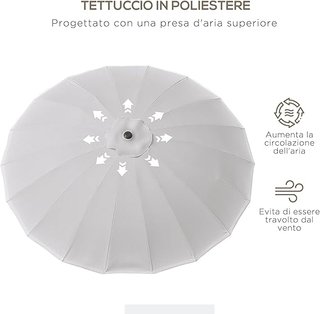 Outsunny Sombrilla De Jardín 2.5X2.5 M Inclinable Con Manivela, Sombrilla De Exterior Con 18 Varillas De Metal Y Poliéster 160G/㎡, Para Patio, Terraza Y Balcón, UV30+