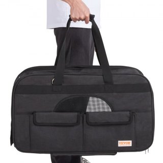 Transportín para Gatos con Ruedas, Transportín para Mascotas Rodante con Mango Telescópico y Correa de Hombro, Transportín para Perros con Ruedas para Mascotas de hasta 15.9 kg, con 1 Cuenco Plega...