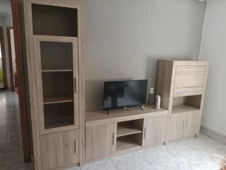 Mueble de salón modular madera y cristal