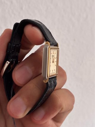 Reloj Seiko Tank Mujer Vintage Dorado Negro 80s