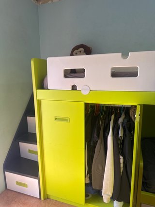 Cama nido juvenil verde y blanca