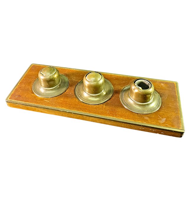 Escribanía naval antigua latón/madera