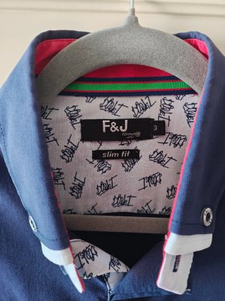 Camisa F&J Slim Fit Azul Talla M