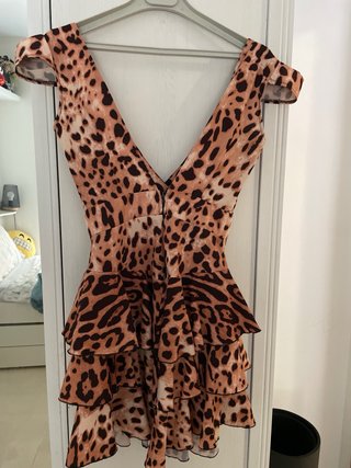 Vestido corto volantes estampado animal