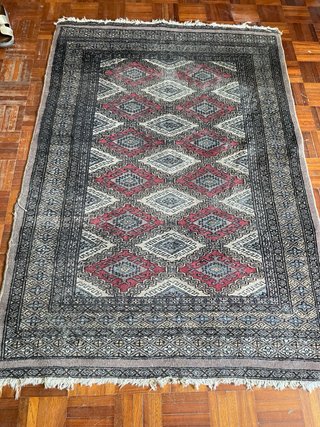 Tappeto persiano lana beige e rosso antico 135x95