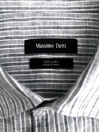 Camisa Massimo Dutti Rayas Azul/Gris Talla xl