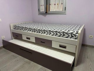Cama nido juvenil con armario y escritorio
