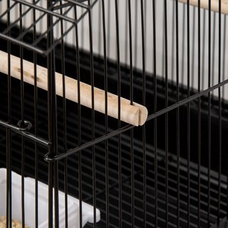 Jaula para Aves con Asa de Transporte y Bandeja Extraíble, Jaulita para Aves de Metal y Plástico, 50.5X41X63 Cm, Negro