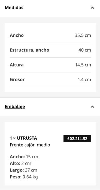 Frente Cajón medio IKEA UTRUSTA Blanco 40cm