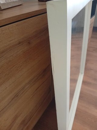Espejo blanco madera lacada, hecho por carpintero.