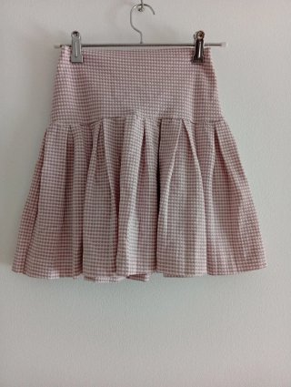 Falda Zara cuadros rosa y gris