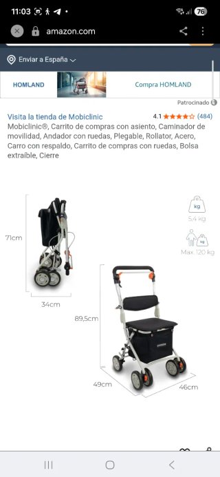 Caminador/Carrito Compra Plegable