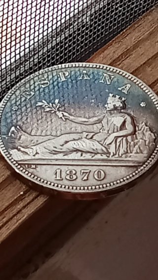 Moneda 5 Pesetas Plata Gobierno Provisional 1870