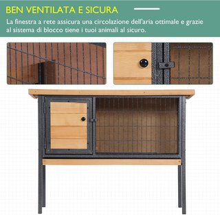 Conejera Exterior de Madera Jaula para 1-2 Conejos, Roedores, Chinchillas o Cobayas 91.5X45X70Cm