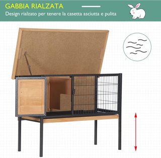 Conejera Exterior de Madera Jaula para 1-2 Conejos, Roedores, Chinchillas o Cobayas 91.5X45X70Cm