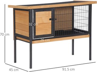 Conejera Exterior de Madera Jaula para 1-2 Conejos, Roedores, Chinchillas o Cobayas 91.5X45X70Cm