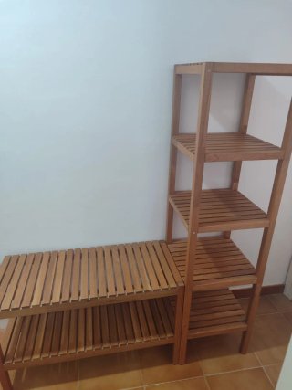 Estantería y banco madera Ikea