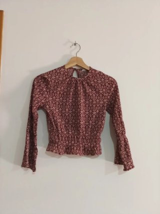 Blusa Mango Estampada Manga Larga