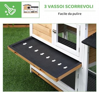 Jaula para Conejos de Exterior con Puertas Múltiples, Conejera de Madera de Abeto con Rampa, Casa para Conejos y Espacio Abierto Cercado, Amarillo y Negro